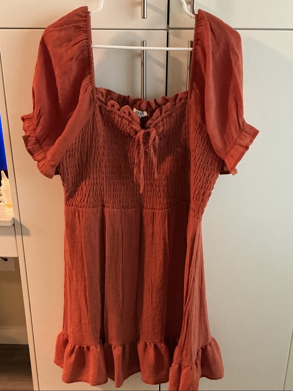 AUW Rust Smocked Peasant Tunic